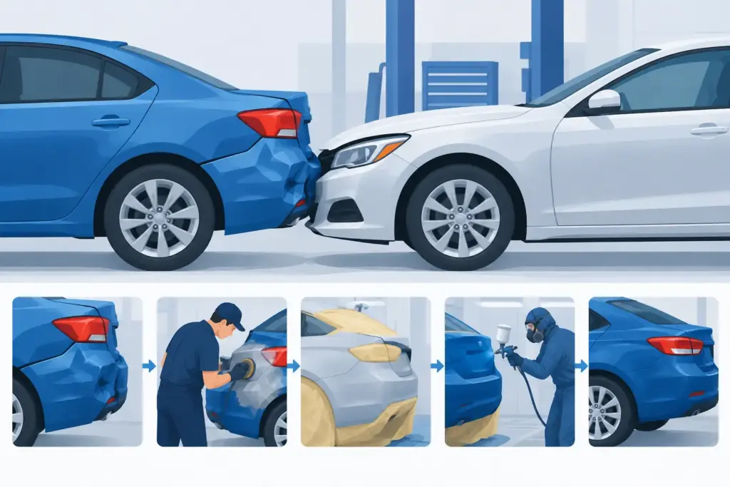 A Rear End Collision Repair Example, Step by Step